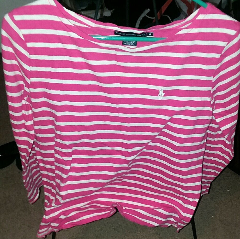 Pink white stripped ralph lauren Polo sport Shirt